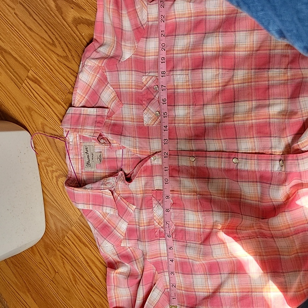 Vintage Wrangler Western Cowgirl Pink Plaid Button-Up Shirt Pearl Buttons - Picture 10 of 10